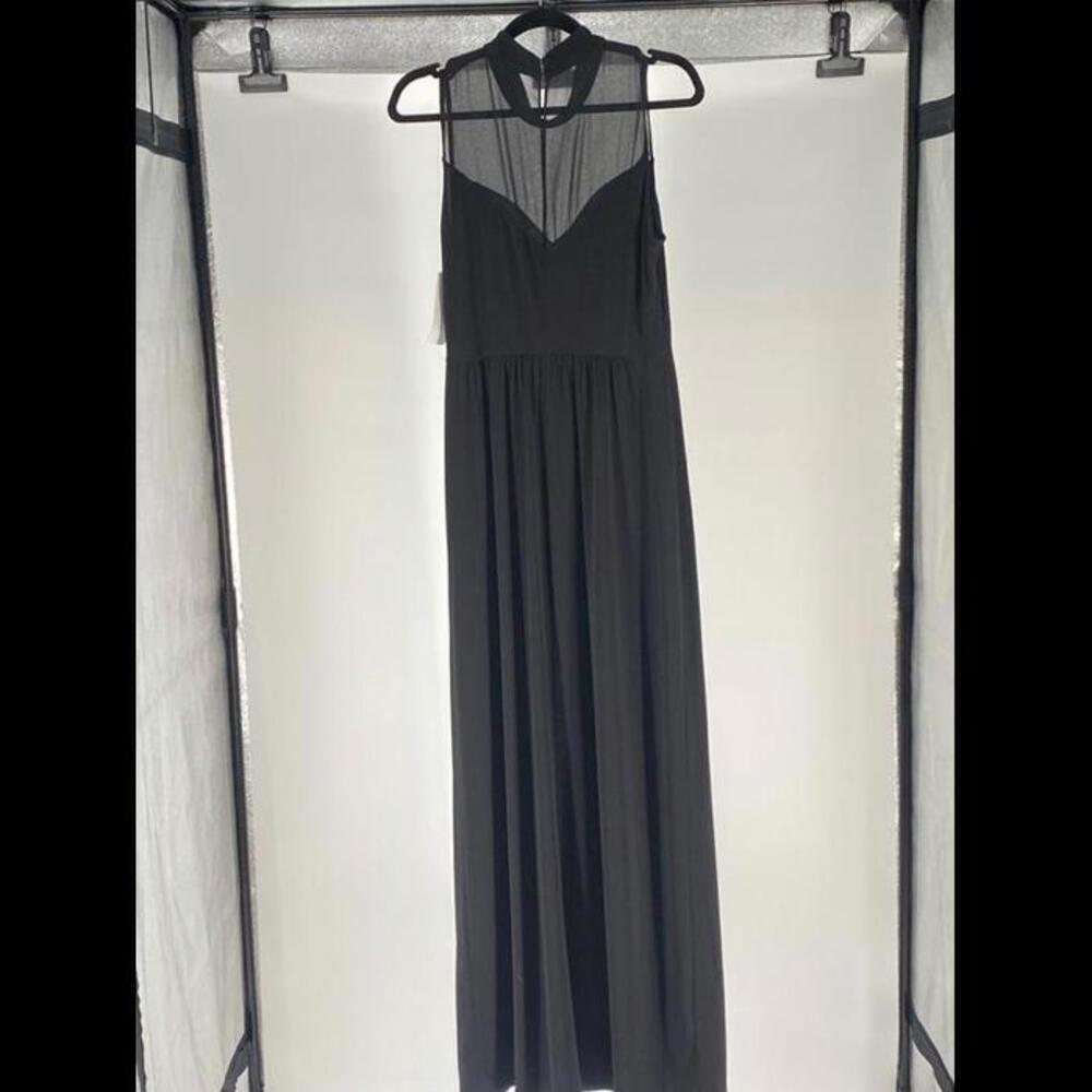 Elegant Black Maxi Dress with Sheer Top - Picture 2 of 2
